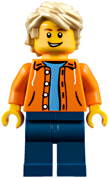 Минифигурка Lego Orange Jacket with Hood over Light Blue Sweater, Dark Blue Legs twn305 U